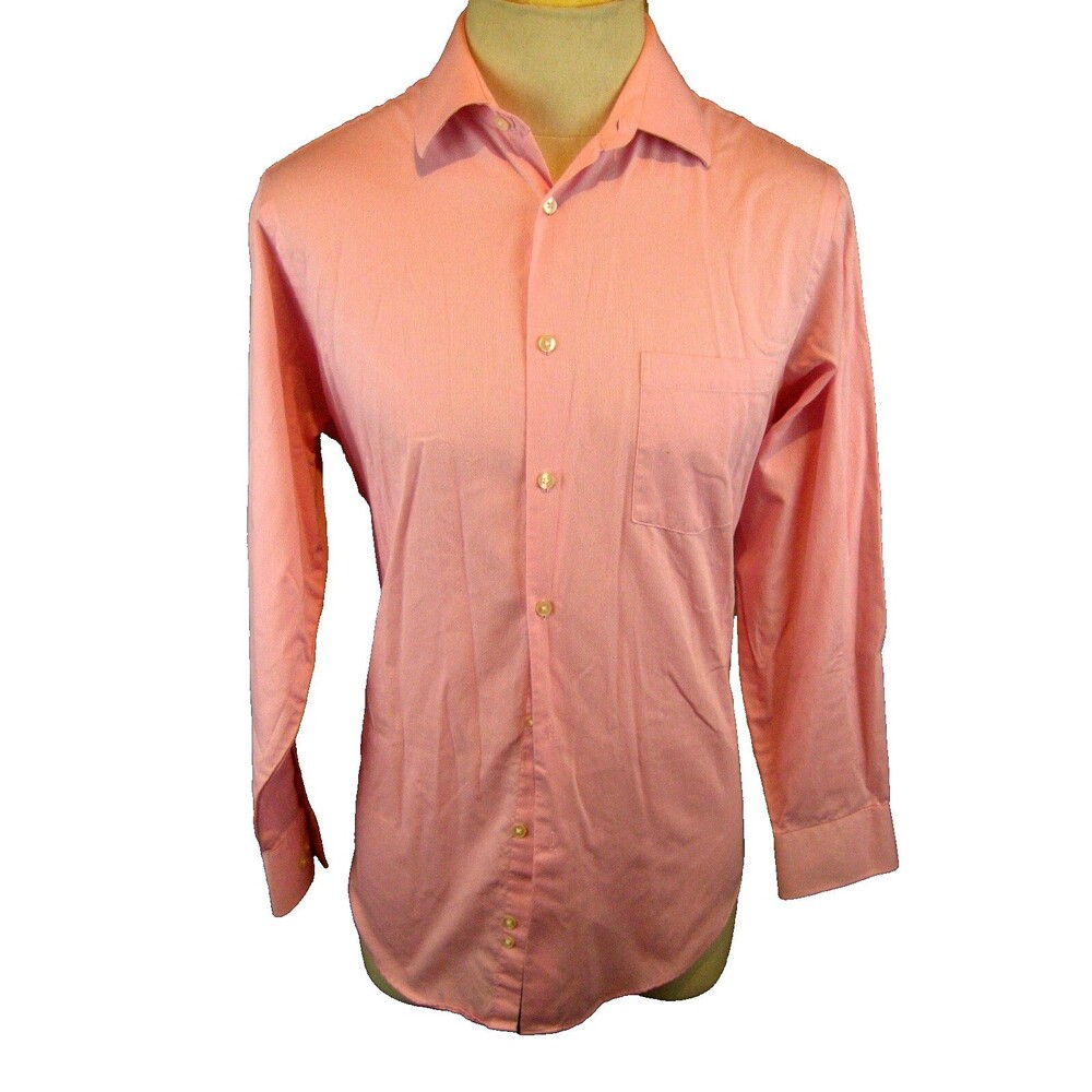 Mens Geoffrey Beene Pink Wrinkle Free Cotton Blend LS Casual Shirt sz 15.5x32/33